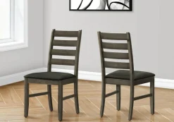 Dining Chair, 38" Height, Dining Room, Kitchen, Set Of 2, Side, Upholstered, Antique Grey, Grey Fabric, Transitional