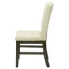 Dining Chair, 37" Height, Set Of 2, Upholstered, Dining Room, Kitchen, Cream Fabric, Grey Solid Wood, Transitional