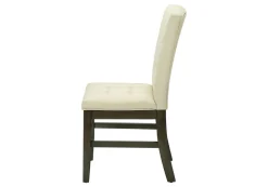Dining Chair, 37" Height, Set Of 2, Upholstered, Dining Room, Kitchen, Cream Fabric, Grey Solid Wood, Transitional