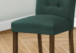 Dining Chair, 38" Height, Set Of 2, Upholstered, Dining Room, Side, Kitchen, Blue Fabric, Walnut Wood Legs, Modern
