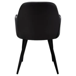 Dining Chair, Set Of 2, Side, Upholstered, Kitchen, Dining Room, Black Leather Look, Black Metal, Contemporary, Modern