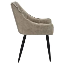 Dining Chair, Set Of 2, Side, Upholstered, Kitchen, Dining Room, Brown Fabric, Black Metal, Contemporary, Modern