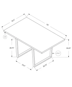 Dining Table, 60" Rectangular, Kitchen, Dining Room, Brown Laminate, Chrome Metal, Contemporary, Modern