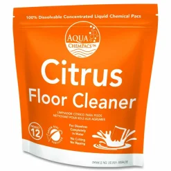 Diversey Aqua ChemPacs Citrus Floor Cleaner, Citrus Scent, 100 ChemPacs/Pack