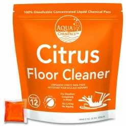 Diversey Aqua ChemPacs Citrus Floor Cleaner, Citrus Scent, 100 ChemPacs/Pack
