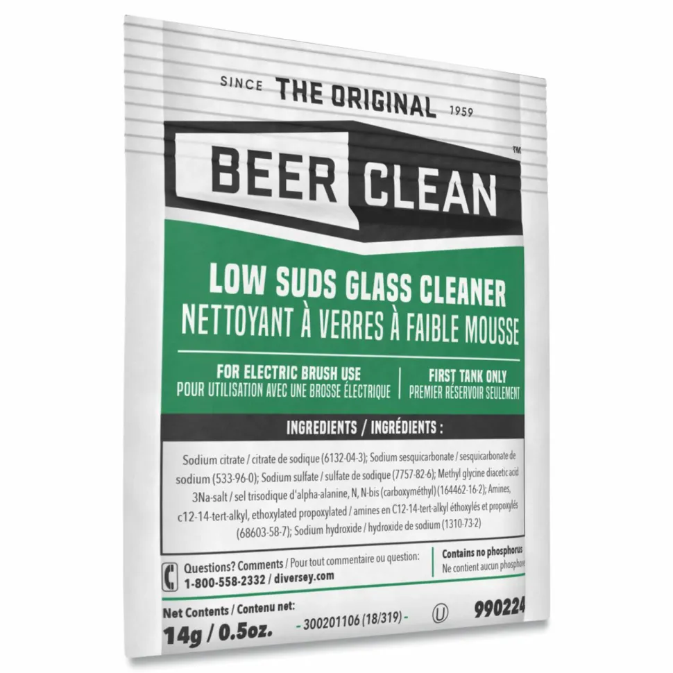Diversey Beer Clean Glass Cleaner, Powder, 0.5 oz Packet, 100/Carton