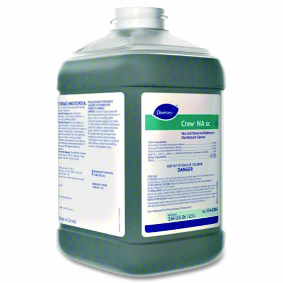 Diversey Crew Non-Acid Bowl and Bathroom Cleaner, Unscented, 2.5 L Bottle, 2/Carton