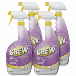 Diversey Crew Shower, Tub and Tile Cleaner, Fresh Clean Scent, Liquid, 32 oz Bottle, 4/Carton