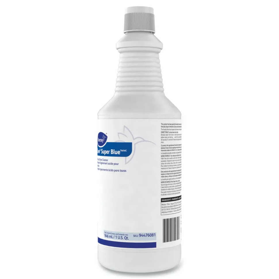 Diversey Crew Super Blue Mild Acid Bowl Cleaner, Citrus Scent, 32 oz Squeeze Bottle, 12/Carton