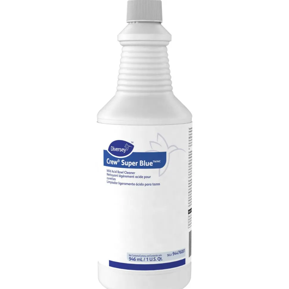 Diversey Crew Super Blue Mild Acid Bowl Cleaner, Citrus Scent, 32 oz Squeeze Bottle, 12/Carton