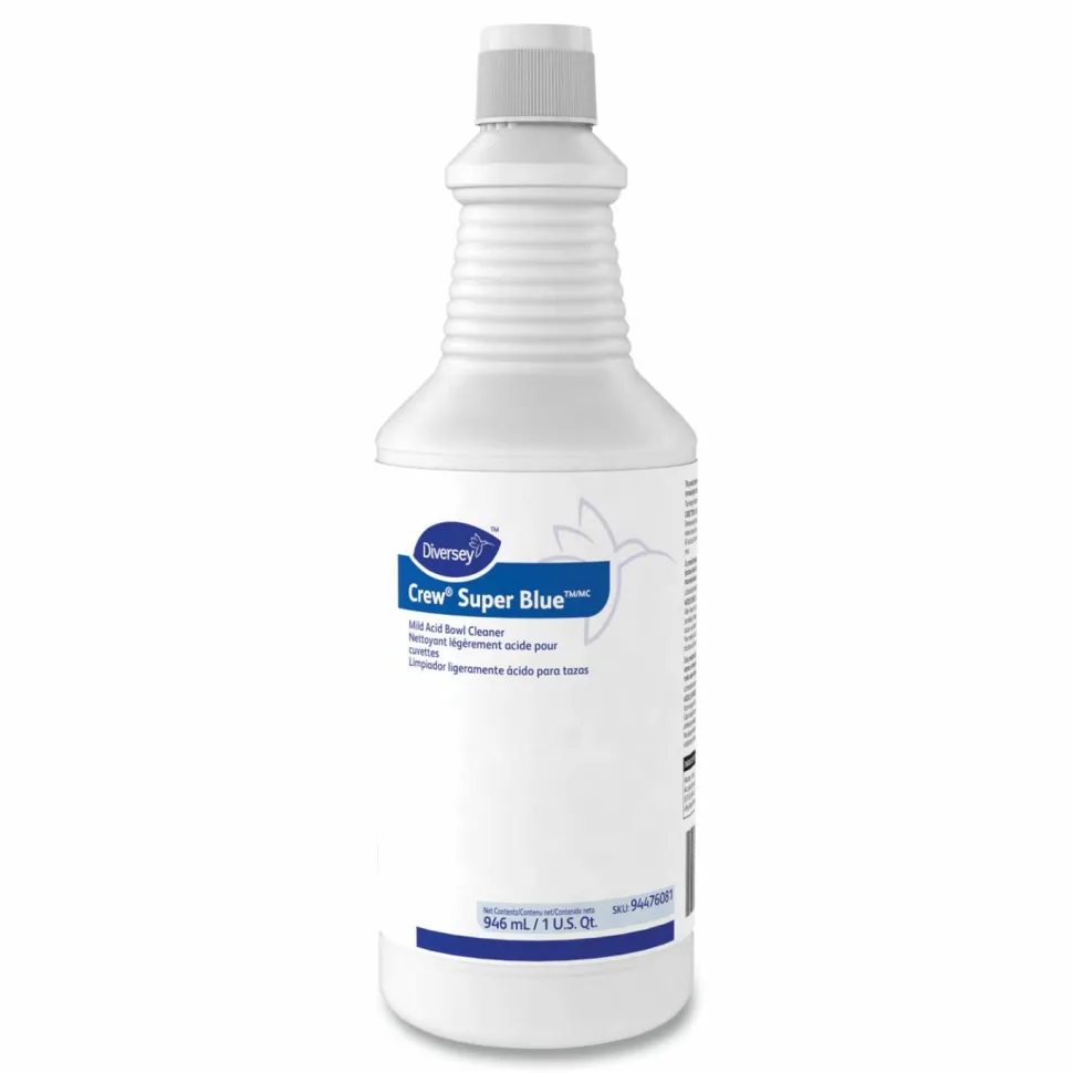 Diversey Crew Super Blue Mild Acid Bowl Cleaner, Citrus Scent, 32 oz Squeeze Bottle, 12/Carton