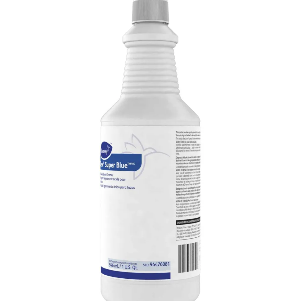 Diversey Crew Super Blue Mild Acid Bowl Cleaner, Citrus Scent, 32 oz Squeeze Bottle, 12/Carton