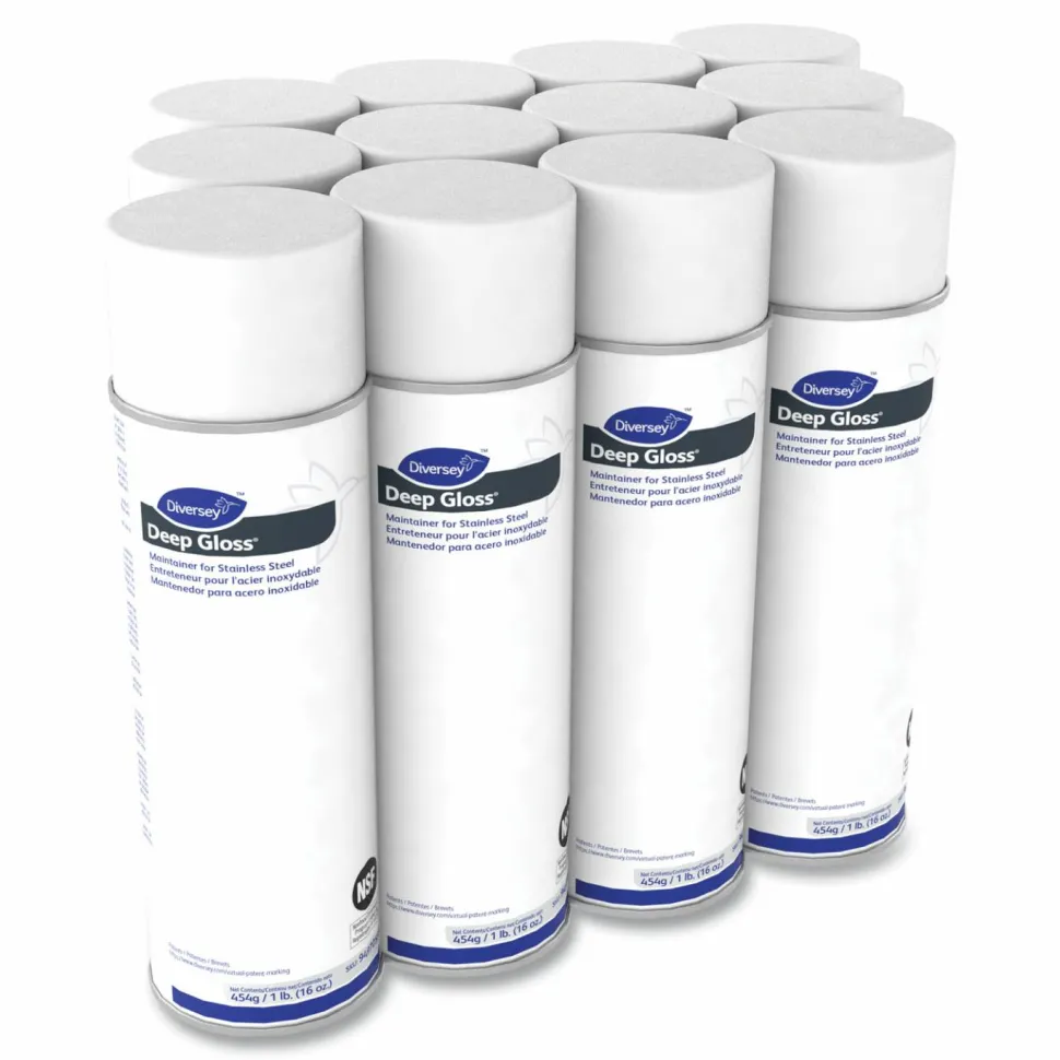Diversey Deep Gloss Stainless Steel Maintainer, 16 Oz, Carton Of 12 Bottles