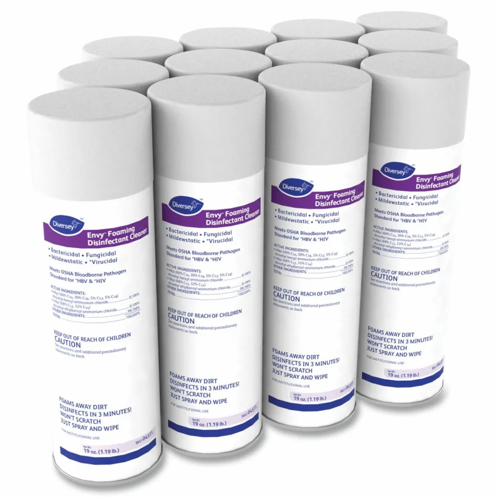 Diversey Envy Foaming Disinfectant Cleaner, Lavender Scent, 19 oz Aerosol Spray, 12/Carton