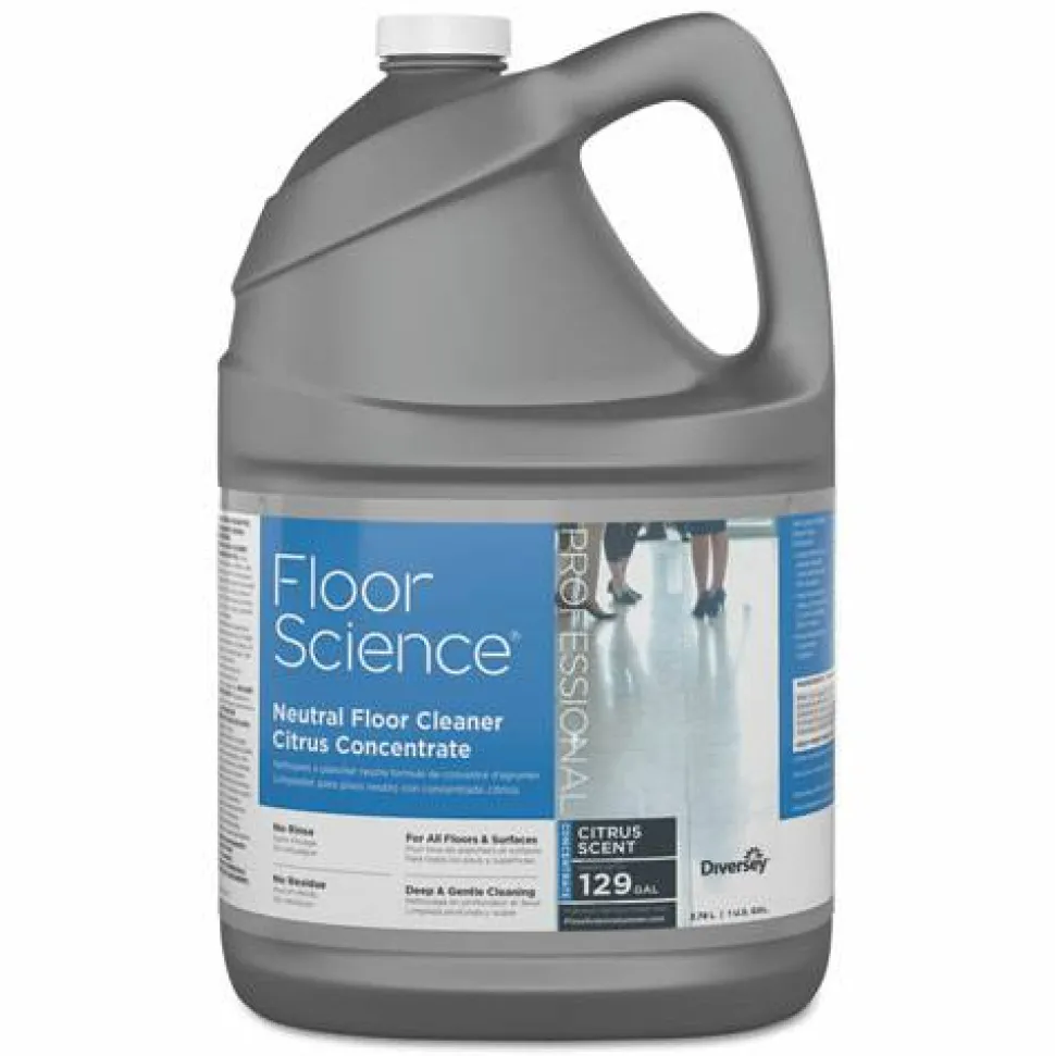 Diversey Floor Science Neutral Floor Cleaner Concentrate, Citrus Scent, 1 gal Container, 4/Carton
