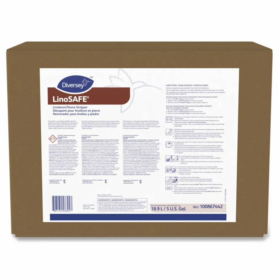 Diversey Linosafe Linoleum/Stone Stripper, 18.9 L Envirobox