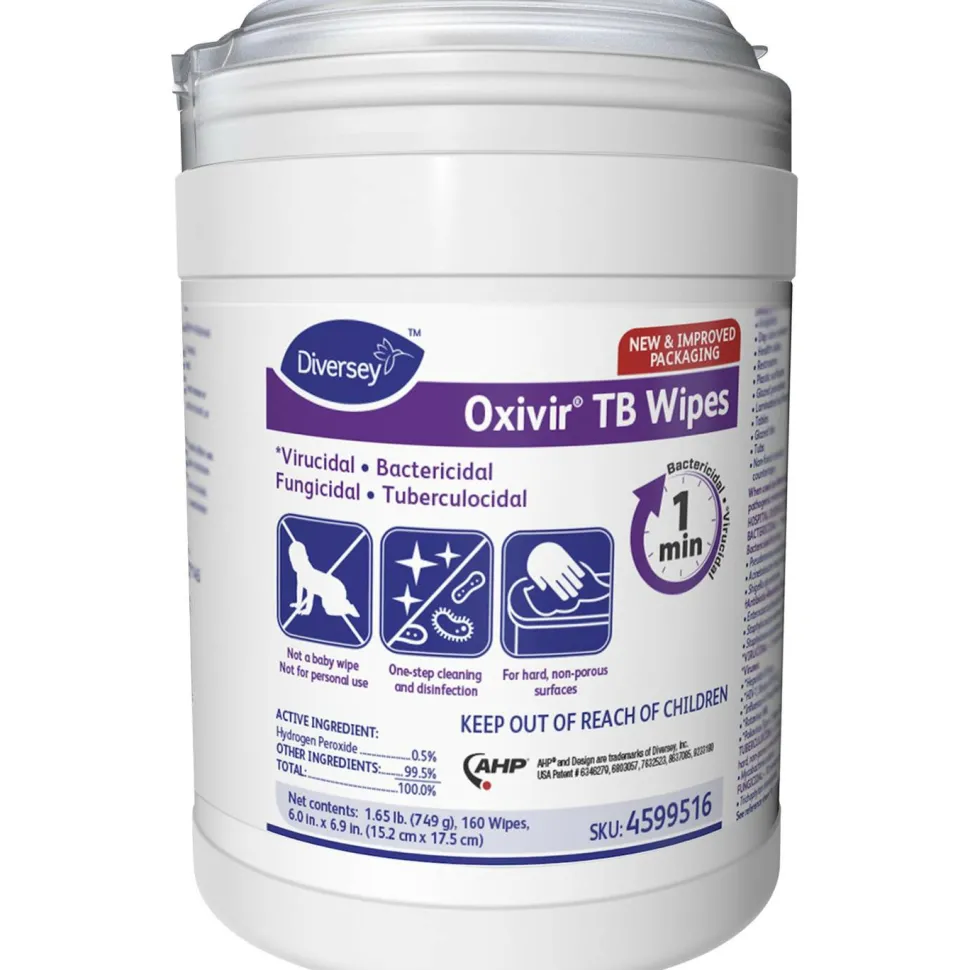 Diversey Oxivir Tb Wipes, Characteristic Scent, 6" x 7", 160 Per Pack, Case Of 12