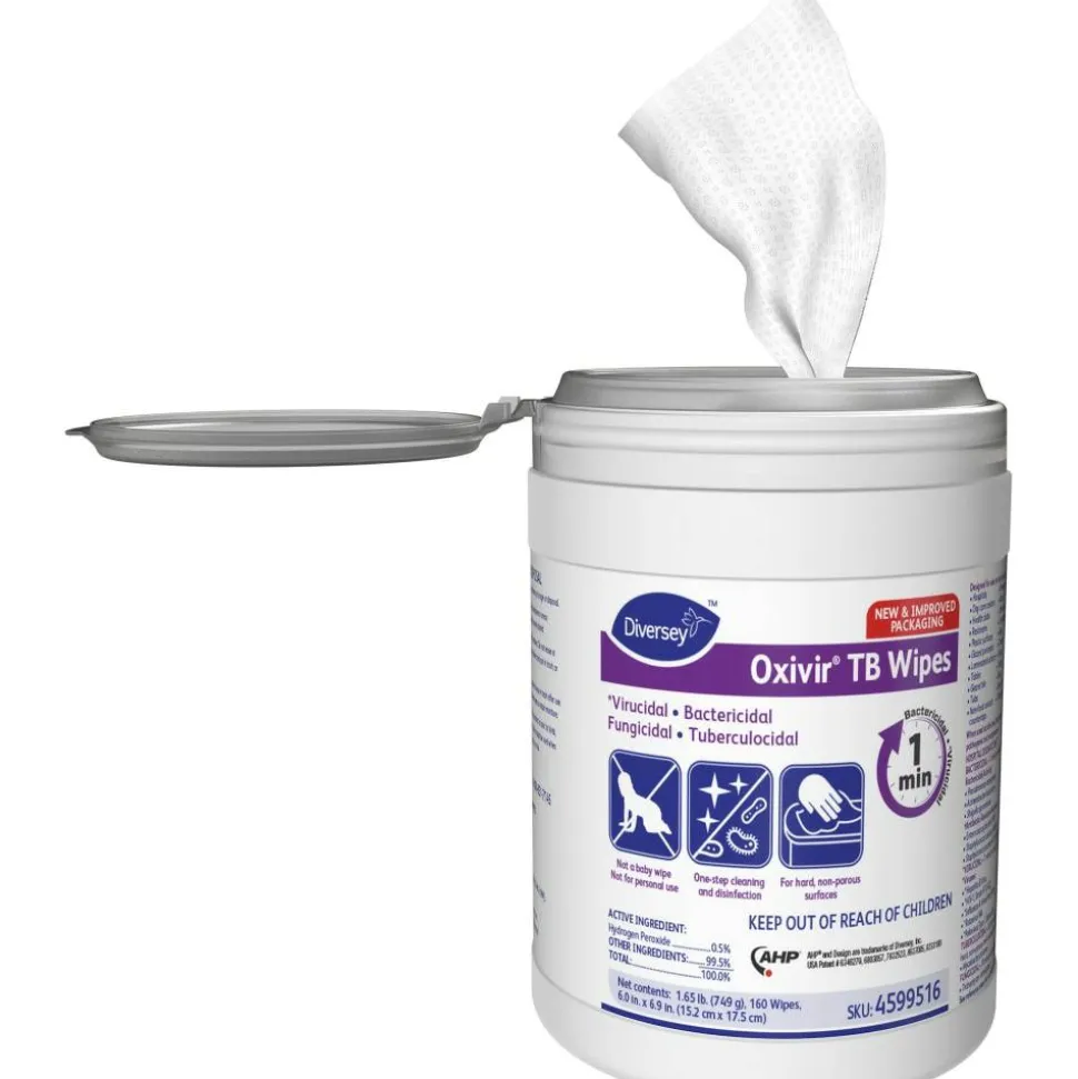 Diversey Oxivir Tb Wipes, Characteristic Scent, 6" x 7", 160 Per Pack, Case Of 12