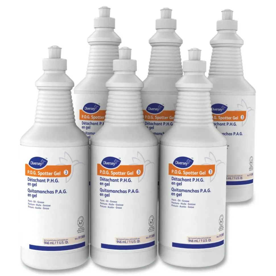 Diversey Paint, Oil and Grease Spotter Gel, Fruity Scent, 32 oz Squeeze Bottle, 6/Carton