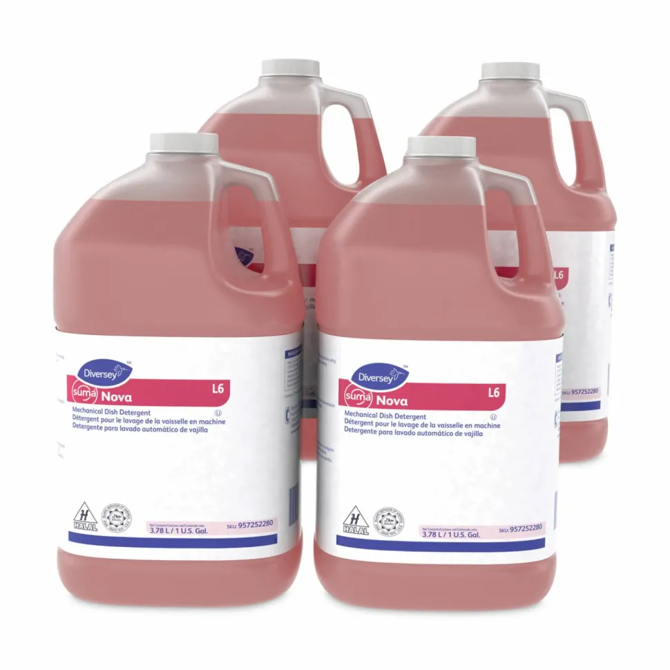 Diversey Sealed Air Suma Nova L6 Mechanical Dish Detergent, Liquid, 1 gal, 4/Carton