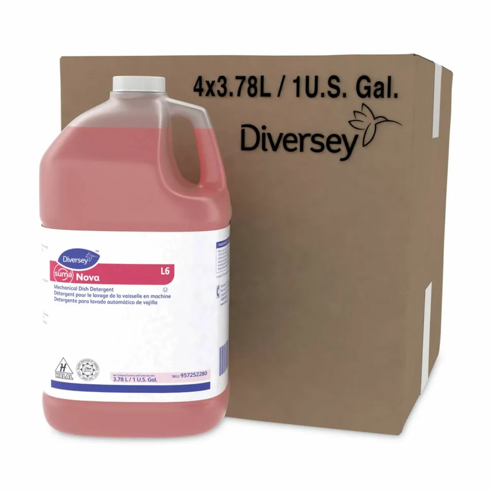 Diversey Sealed Air Suma Nova L6 Mechanical Dish Detergent, Liquid, 1 gal, 4/Carton
