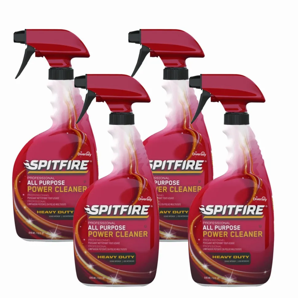 Diversey Spitfire All Purpose Power Cleaner, Fresh Crisp Pine Scent, Liquid, 32 oz Spray Bottle, 4/Carton