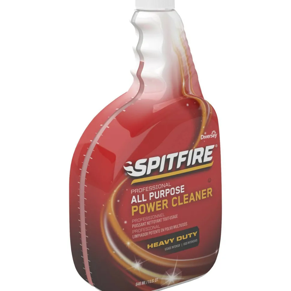 Diversey Spitfire All Purpose Power Cleaner, Fresh Crisp Pine Scent, Liquid, 32 oz Spray Bottle, 4/Carton