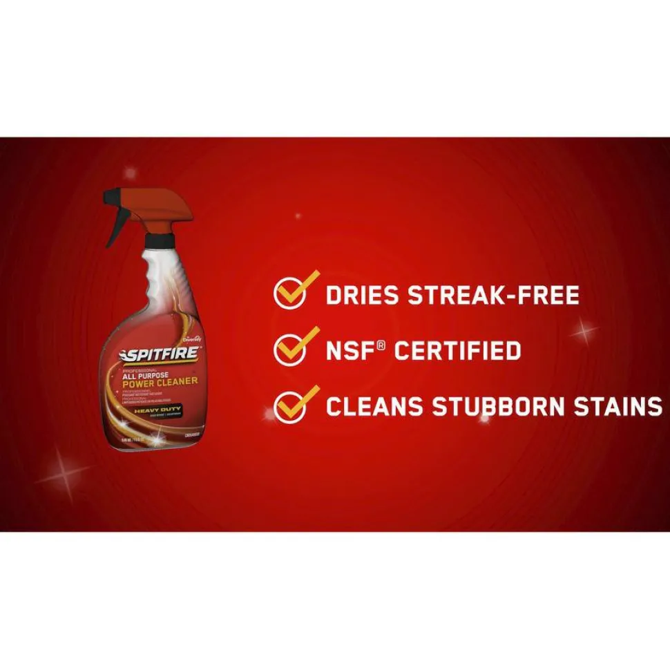 Diversey Spitfire All Purpose Power Cleaner, Fresh Crisp Pine Scent, Liquid, 32 oz Spray Bottle, 4/Carton