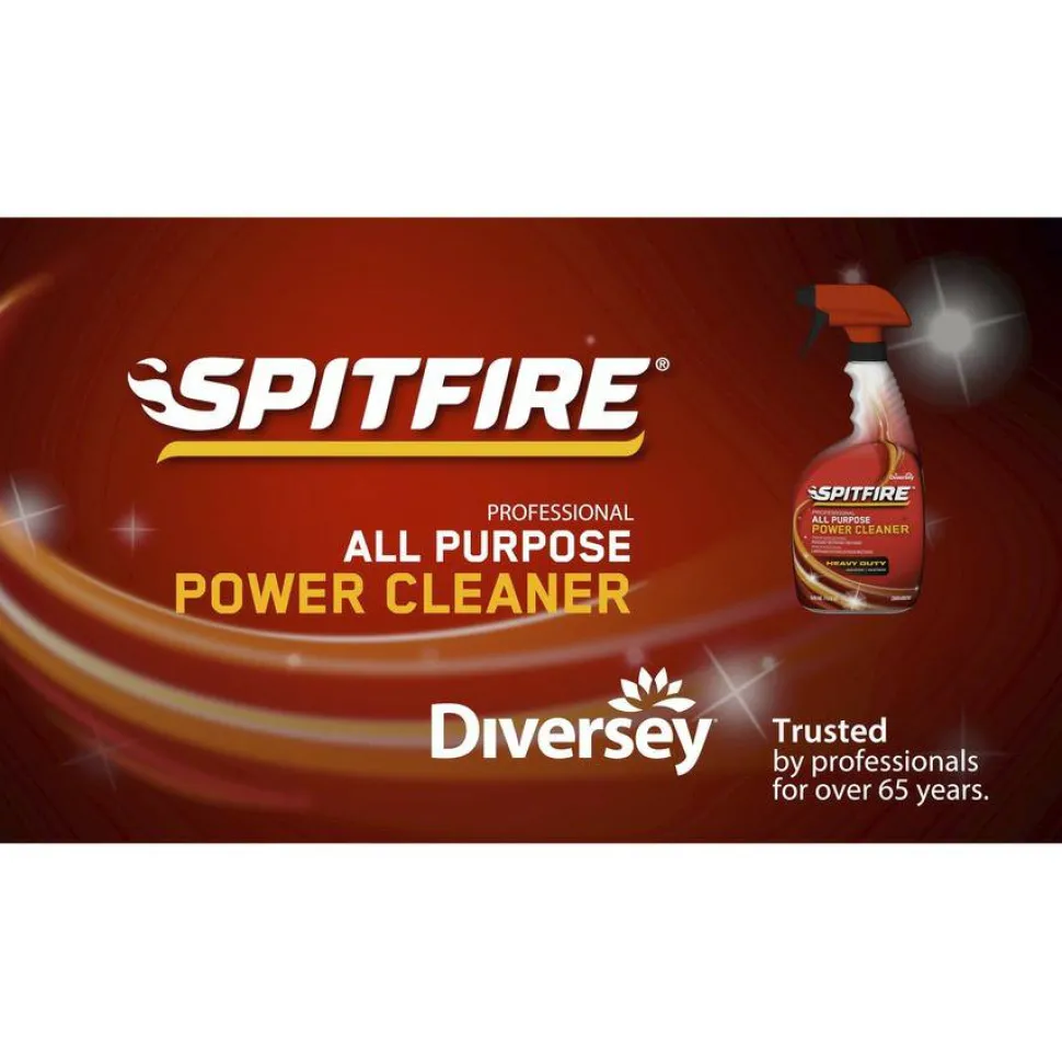 Diversey Spitfire All Purpose Power Cleaner, Fresh Crisp Pine Scent, Liquid, 32 oz Spray Bottle, 4/Carton