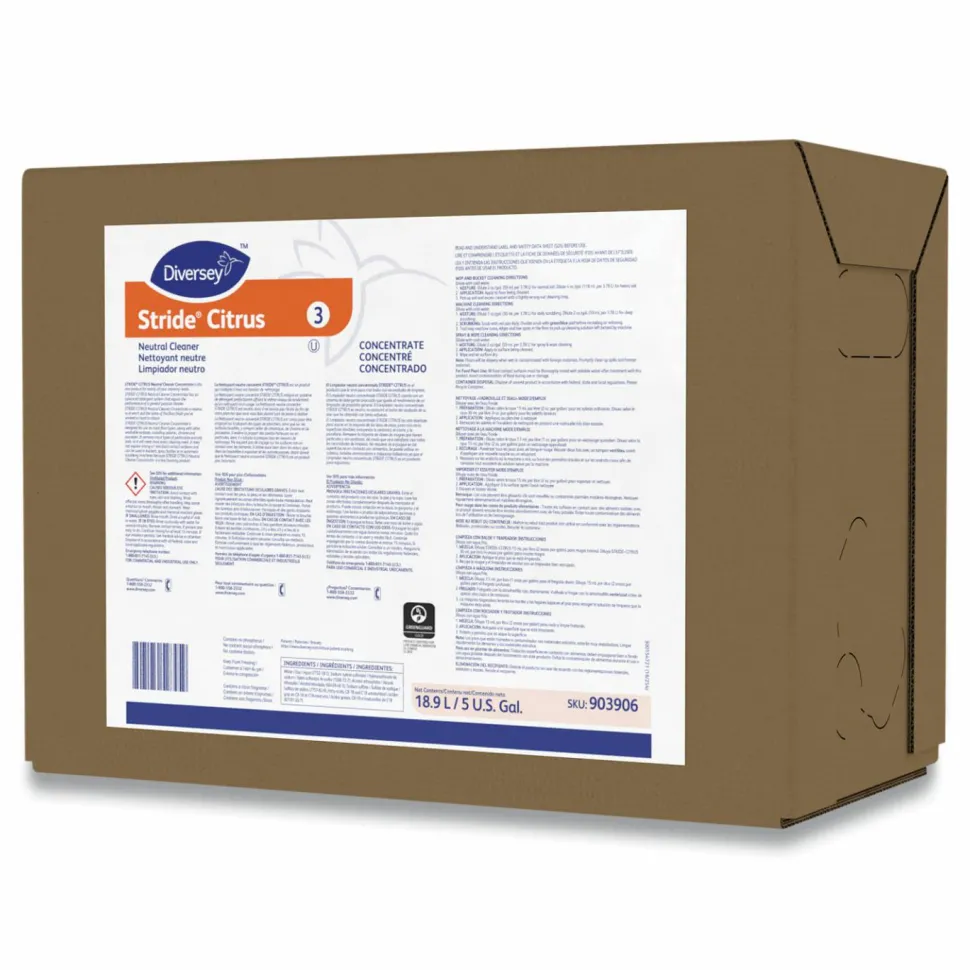 Diversey Stride Neutral Cleaner, Citrus Scent, 5 gal 1 Envirobox/Box