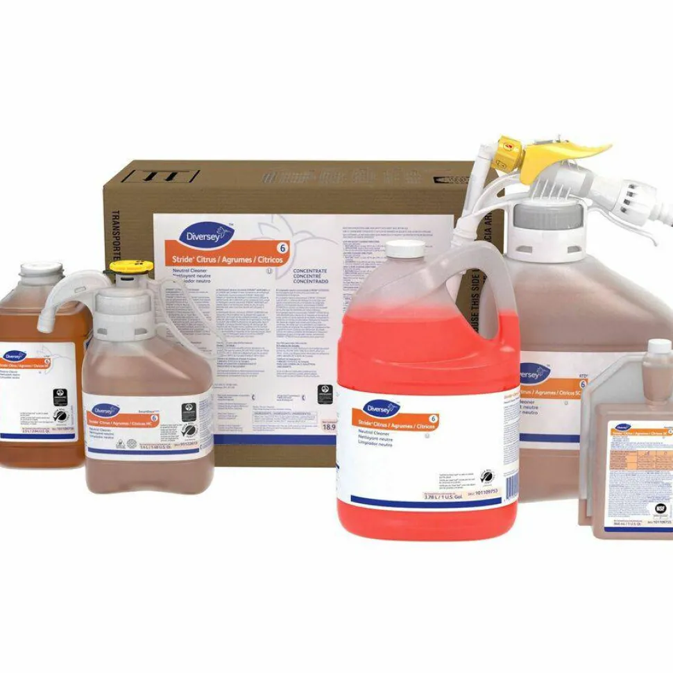 Diversey Stride Neutral Cleaner, Citrus Scent, 1 gal, 4 Bottles/Carton