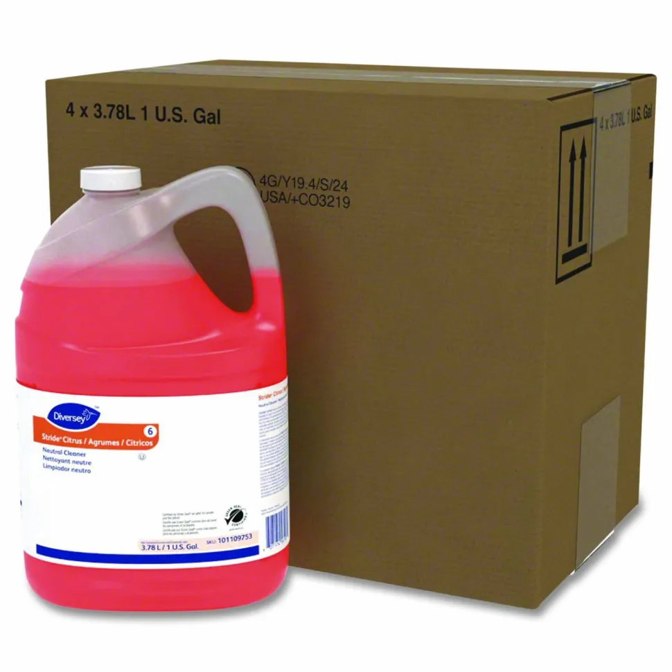 Diversey Stride Neutral Cleaner, Citrus Scent, 1 gal, 4 Bottles/Carton