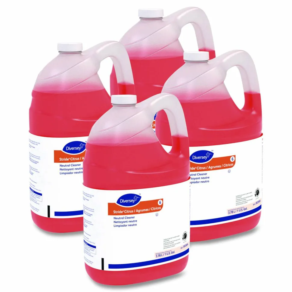 Diversey Stride Neutral Cleaner, Citrus Scent, 1 gal, 4 Bottles/Carton