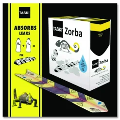 Diversey TASKI Zorba Leak Lizard Absorbent Control Strips, 100' Total, Multicolor, Carton Of 50 Strips