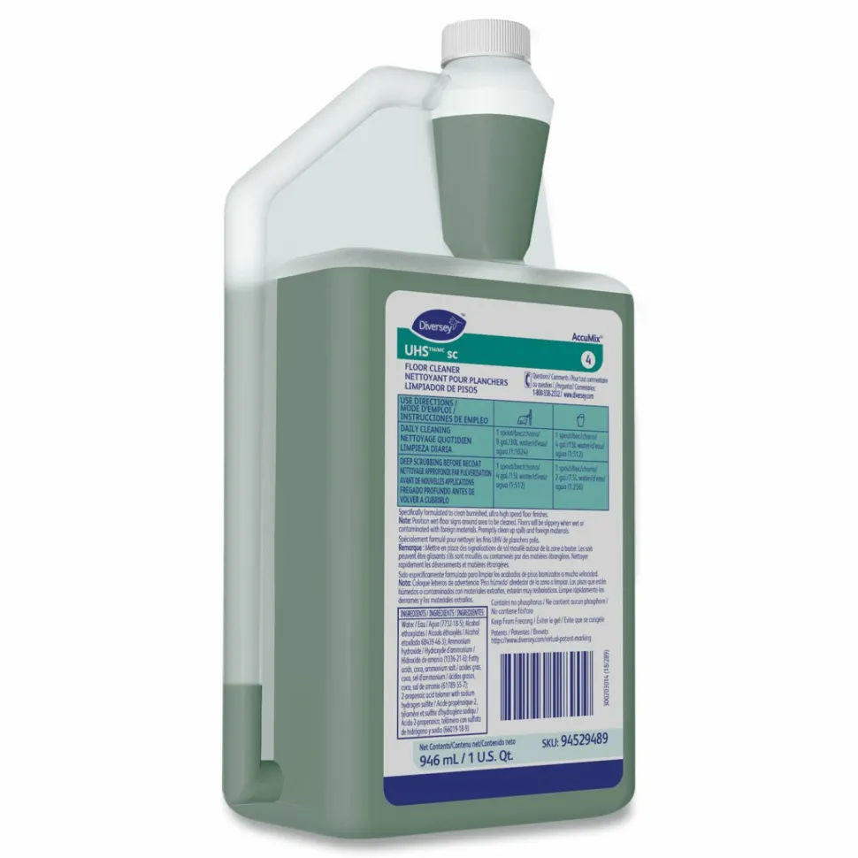 Diversey UHS Floor Cleaner, Unscented, 1 qt, Bottle 6/Carton