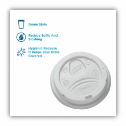 Dixie Dome Drink-Thru Lids, Fits 10 oz to 16 oz Hot Cups, Plastic, White, 1,000/Carton