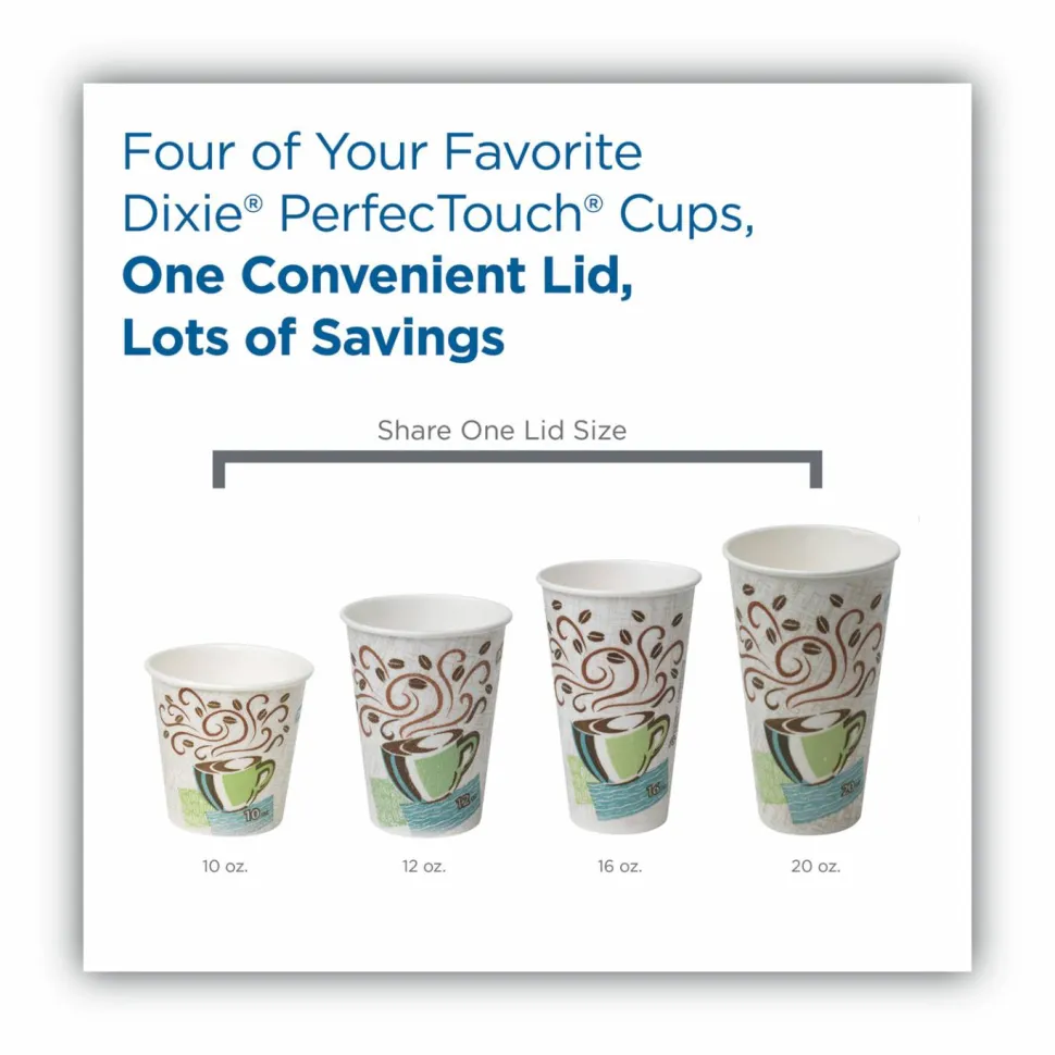 Dixie Dome Drink-Thru Lids, Fits 10 oz to 16 oz Hot Cups, Plastic, White, 1,000/Carton