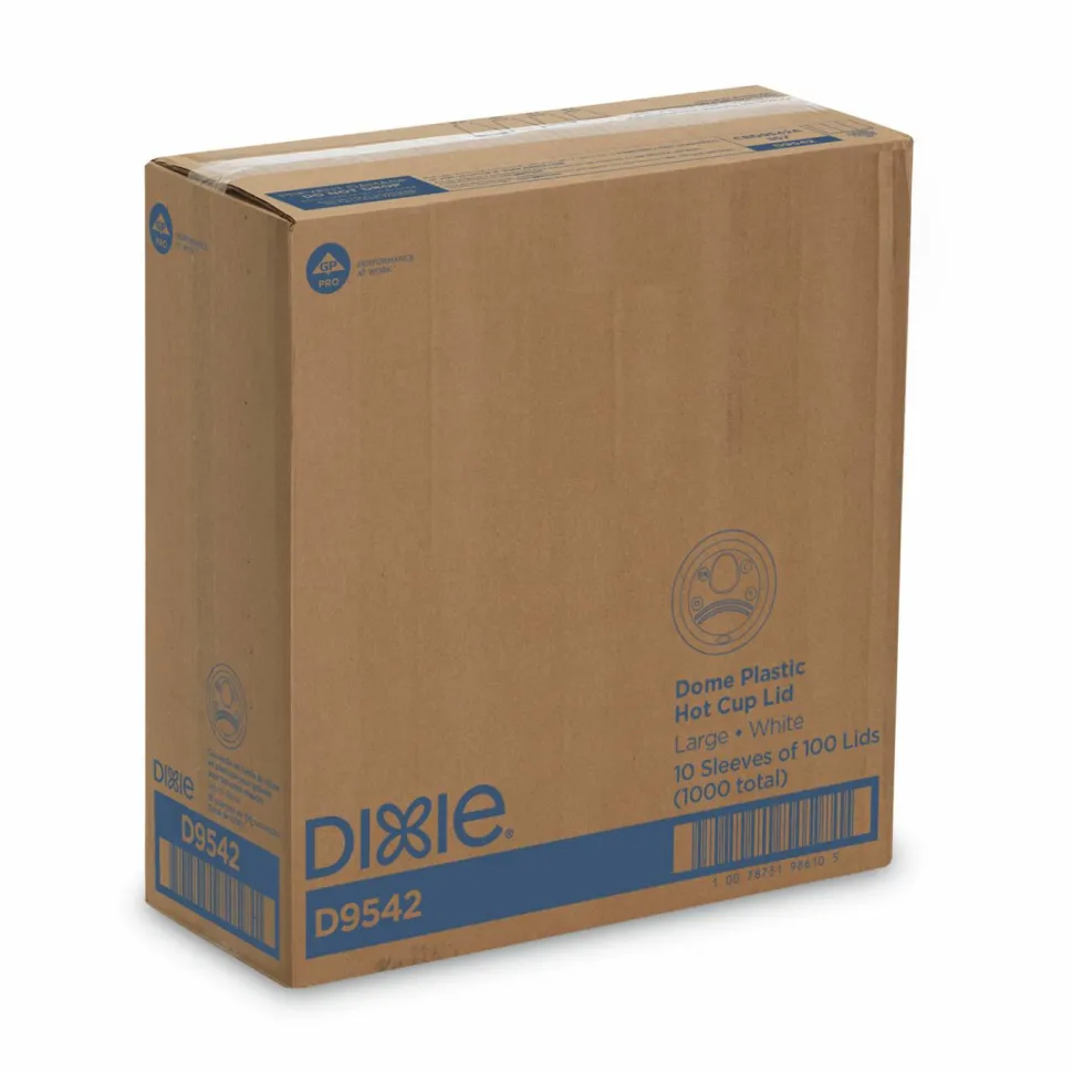Dixie Dome Drink-Thru Lids, Fits 10 oz to 16 oz Hot Cups, Plastic, White, 1,000/Carton