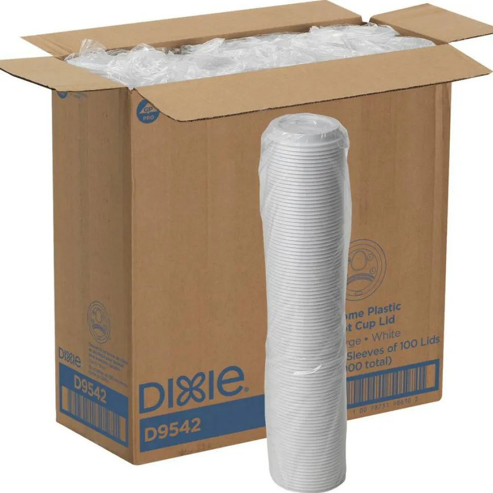 Dixie Dome Drink-Thru Lids, Fits 10 oz to 16 oz Hot Cups, Plastic, White, 1,000/Carton