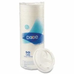 Dixie Dome Drink-Thru Lids, Fits 10 oz to 20 oz Dixie Hot Cups, Plastic, White, 100/Pack