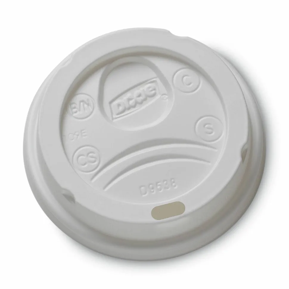 Dixie Drink-Thru Lid, Fits 8 oz Hot Cups, Plastic, White, 1,000/Carton