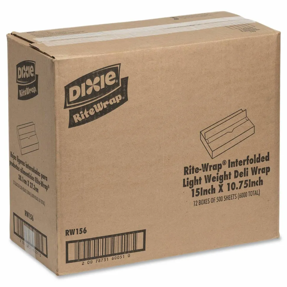 Dixie Dry Wax Light Weight Deli Paper, 15.12 x 10.75, 500/Pack, 12 Packs/Carton