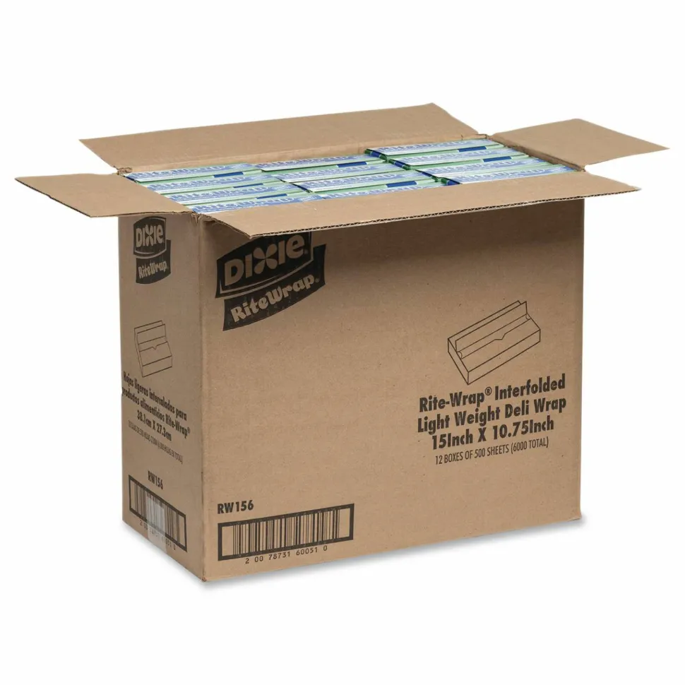 Dixie Dry Wax Light Weight Deli Paper, 15.12 x 10.75, 500/Pack, 12 Packs/Carton