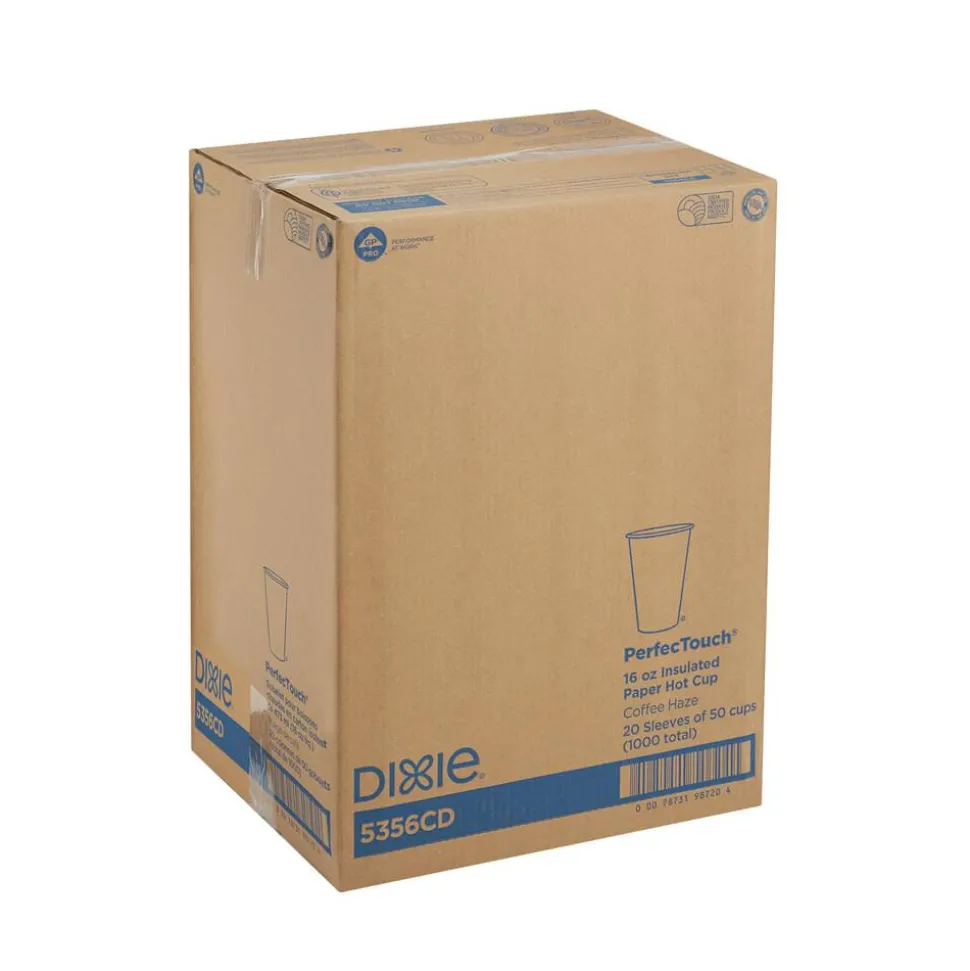 Dixie PerfecTouch 16 oz Insulated Paper Hot Coffee Cups by GP Pro