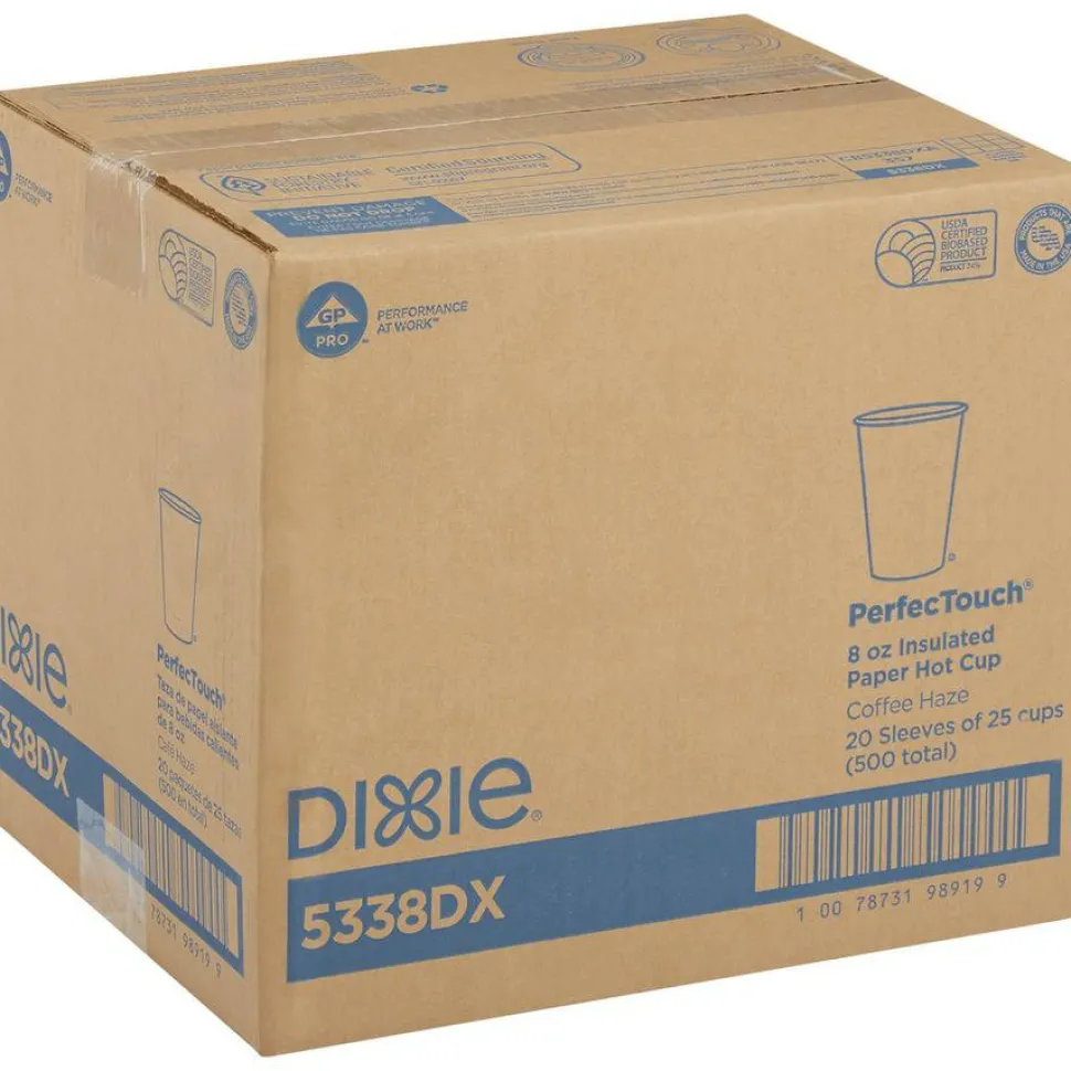 Dixie PerfecTouch 8 oz Insulated Paper Hot Coffee Cups by GP Pro