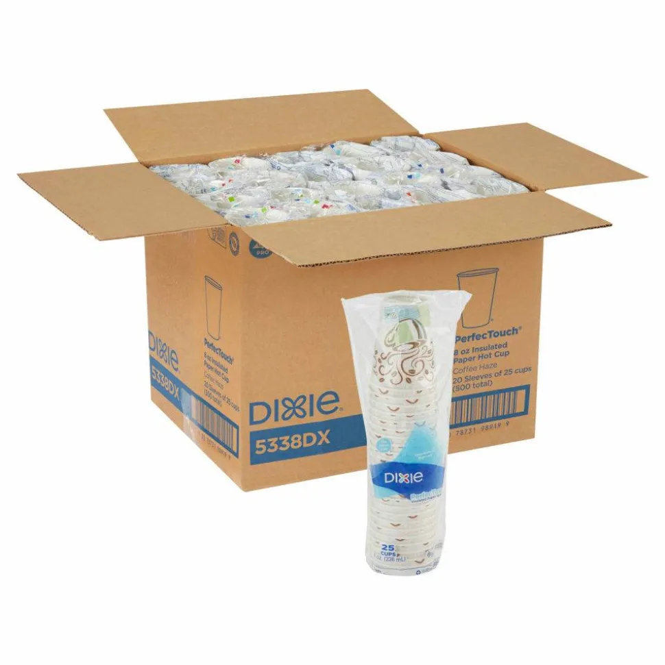 Dixie PerfecTouch 8 oz Insulated Paper Hot Coffee Cups by GP Pro
