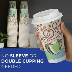 Dixie PerfecTouch 16 oz Insulated Paper Hot Coffee Cups by GP Pro - 50 / Pack