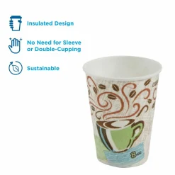 Dixie PerfecTouch 8 oz Insulated Paper Hot Coffee Cups by GP Pro - 50 / Pack