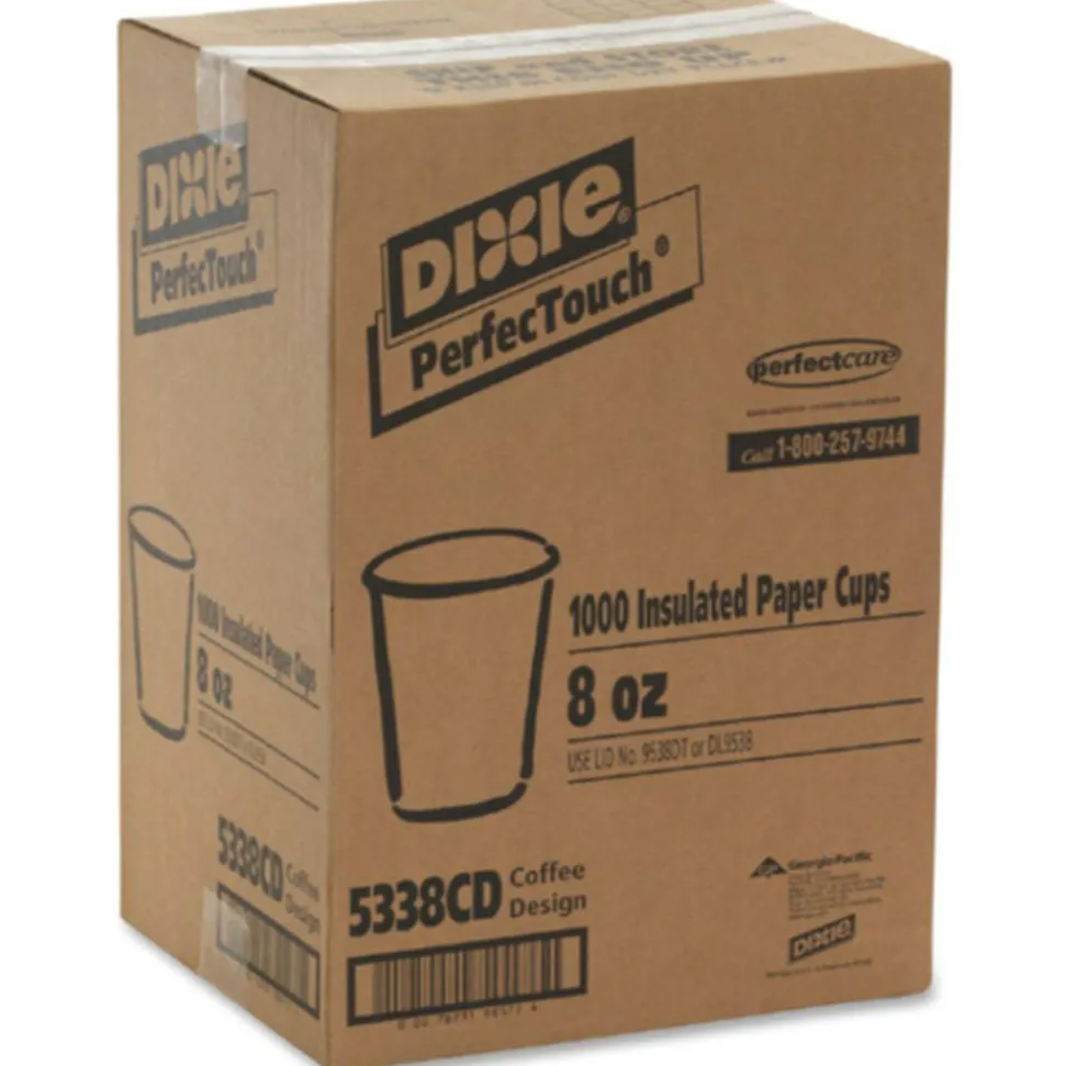 Dixie PerfecTouch 8 oz Insulated Paper Hot Coffee Cups by GP Pro - 50 / Pack