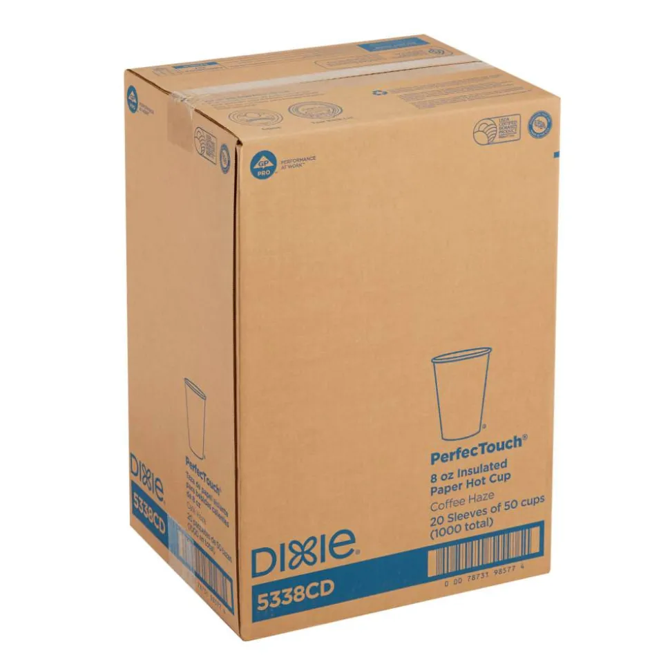 Dixie PerfecTouch 8 oz Insulated Paper Hot Coffee Cups by GP Pro - 50 / Pack